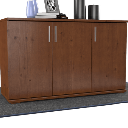 SEO. Nobis Kommode Bio Kiefer Massivholz | 3-Türig Sideboard mit Regalböden aus 100% Bio Kiefer - Kolonial Linkreich