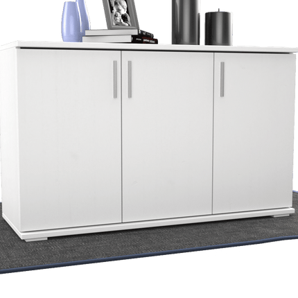 SEO. Nobis Kommode Bio Kiefer Massivholz | 3-Türig Sideboard mit Regalböden aus 100% Bio Kiefer - Schneeweiss Linkreich
