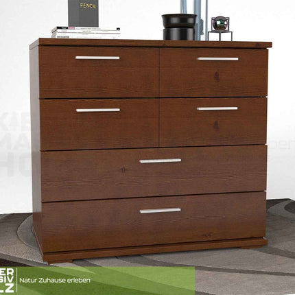 SEO. Nobis Kommode Bio Kiefer Massivholz | Sideboard mit 4 kleinen und 2 großen Schubladen | Anrichte aus 100% Bio Kiefer - Kolonial Linkreich