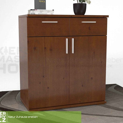 SEO. Nobis Kommode Massivholz 90-er | Anrichte | 2-Schubladen & 2-Türig | 100% Bio Kiefer - Kolonial Linkreich