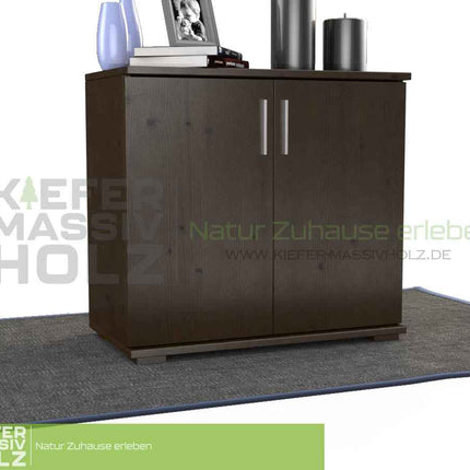 SEO. Nobis Kommode Massivholz | Sideboard 2-türig aus 100% Bio Kiefer | 74cm hoch - Wenge Linkreich