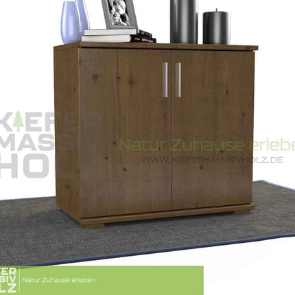 SEO. Nobis Kommode Massivholz | Sideboard 2-türig aus 100% Bio Kiefer | 74cm hoch - Nussbaum Linkreich