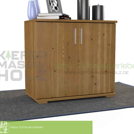 SEO. Nobis Kommode Massivholz | Sideboard 2-türig aus 100% Bio Kiefer | 74cm hoch - Antik Kiefer Linkreich