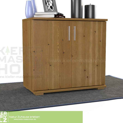 SEO. Nobis Kommode Massivholz | Sideboard Anrichte | 2-Türig | 90cm hoch | 100% Bio Kiefer Massivholz - Antik Kiefer Linkreich