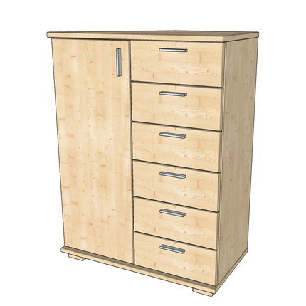 SEO. Nobis Kommode Sideboard 107 - er | Anrichte | 6 - Schubladen | 1 - Türig | 100% Bio Kiefer Massivholz - Natur Linkreich
