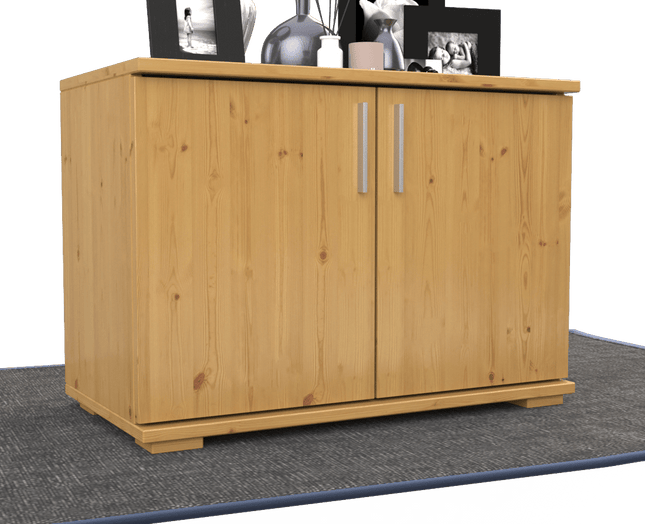 SEO. Nobis Kommode Sideboard | 2 Türig | 57cm hoch | 100% Bio Kiefer Massivholz - Natur Linkreich