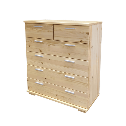 SEO. Nobis Kommode Sideboard 90 - er | Anrichte | 6 Schubladen Kommode | 100% Bio Kiefer Massivholz - Natur Linkreich