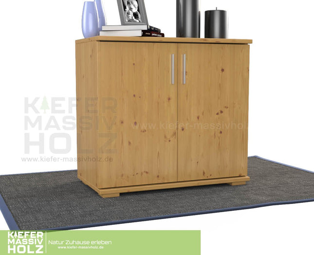 SEO. Nobis Kommode Sideboard | Anrichte | 2 - Türig | 90cm hoch | 100% Bio Kiefer Massivholz - Natur Linkreich