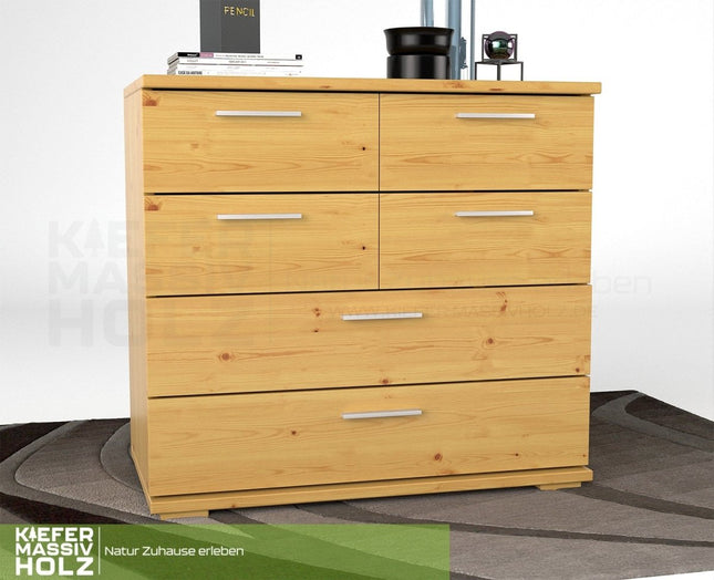 SEO. Nobis Kommode Sideboard | Anrichte | 4 kleine und 2 große Schubladen | 100% Bio Kiefer Massivholz - Natur Linkreich