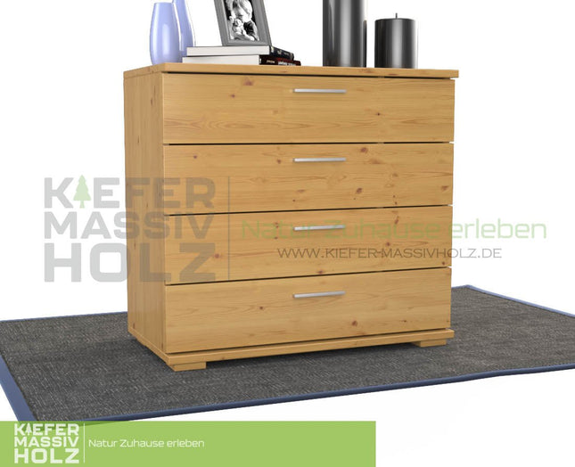 SEO. Nobis Kommode Sideboard | Anrichte | 4 - Schubladen | 100% Bio Kiefer Massivholz - Natur Linkreich