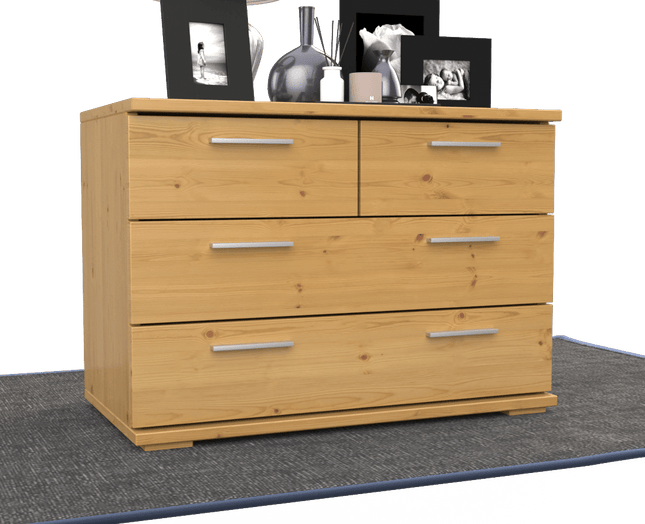 SEO. Nobis Kommode Sideboard | Anrichte | 4 - Schubladen | 57cm hoch | 100% Bio Kiefer Massivholz - Natur Linkreich