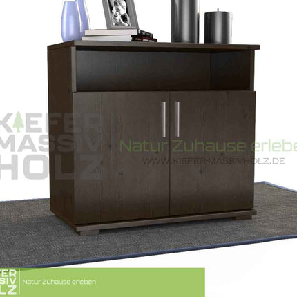 SEO. Nobis Kommode Sideboard Bio Kiefer Massivholz | 2-Türig mit Regalfach | 100% Natürliches Design - Wenge Linkreich