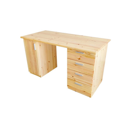SEO. Nobis Schreibtisch/Bürotisch 1 - Türig | 4 - Schubladen | 100% Bio Kiefer Massivholz - Natur Linkreich