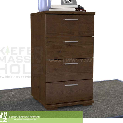 SEO. Nobis Schubladenkommode Bio Kiefer Sideboard | 4-Schubladen | 74cm hoch | 100% Massivholz - Nussbaum Linkreich