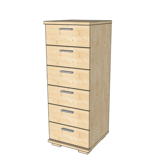 SEO. Nobis Schubladenkommode Sideboard | 6 - Schubladen | 107cm hoch | 100% Bio Kiefer Massivholz - Natur Linkreich