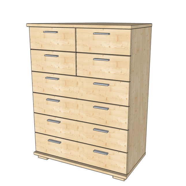 SEO. Nobis Schubladenkommode Sideboard | 8 - Schubladen | 107cm hoch | 100% Bio Kiefer Massivholz - Natur Linkreich