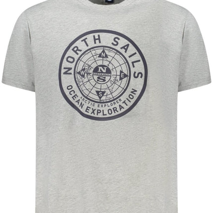 SEO. NORTH SAILS Kurzarm - T-Shirt Herren Blau – Logo - Druck aus ägyptischer Baumwolle - Grau Linkreich