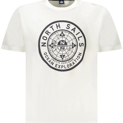 SEO. NORTH SAILS Kurzarm - T-Shirt Herren Blau – Logo - Druck aus ägyptischer Baumwolle - Weiß Linkreich