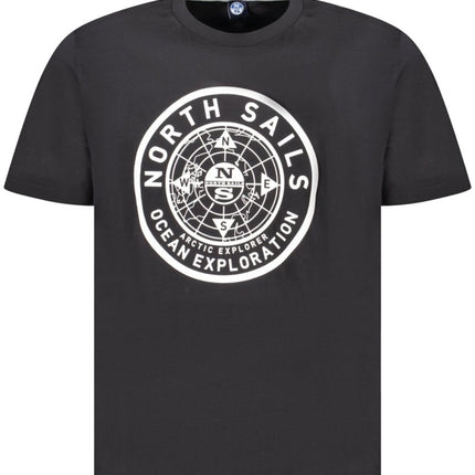 SEO. NORTH SAILS Kurzarm - T-Shirt Herren Blau – Logo - Druck aus ägyptischer Baumwolle - Schwarz Linkreich