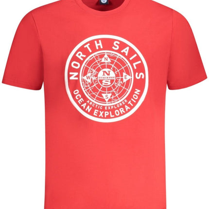 SEO. NORTH SAILS Kurzarm - T-Shirt Herren Blau – Logo - Druck aus ägyptischer Baumwolle - Rot Linkreich