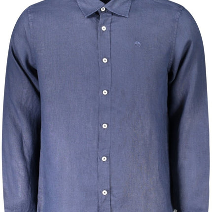 SEO. NORTH SAILS Langarmshirt Herren Blau – Italienischer Kragen aus 100% Lino - Blau Linkreich