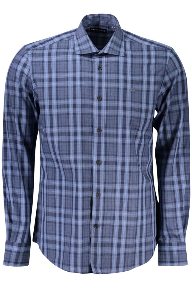 NORTH SAILS Langarmshirt Herren Blau – Tartan Design mit französischem Kragen