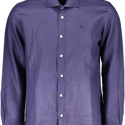 NORTH SAILS Langarmshirt Herren Blau – Italienischer Kragen aus 100% Leinen