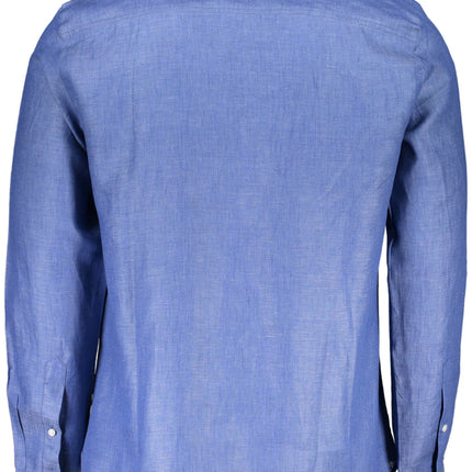 NORTH SAILS Langarmshirt Herren Blau – Italienischer Kragen aus 100% Leinen