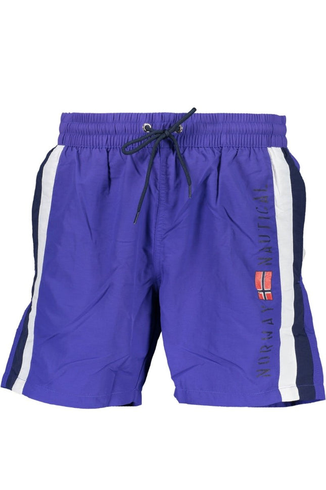 SEO. NORWAY 1963 Badeboxer Herren – Elastischer Bund mit Schnürung & praktischen Taschen - Blau Linkreich
