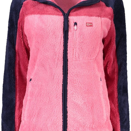 SEO. NORWAY 1963 Damen-Sweatshirt mit Reißverschluss – Plüsch-Sweat mit Taschen für Herbst/Winter - Rosa Linkreich