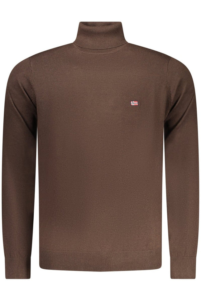 SEO. NORWAY 1963 Pullover Herren – Brauner Rollkragen mit Stickerei | Wintermode - Braun Linkreich