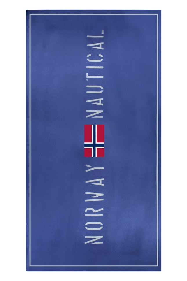 SEO. NORWAY 1963 Strandtuch Damen – Blaues Badehandtuch mit Logo - Stickerei für Strand & Pool - Blau Linkreich