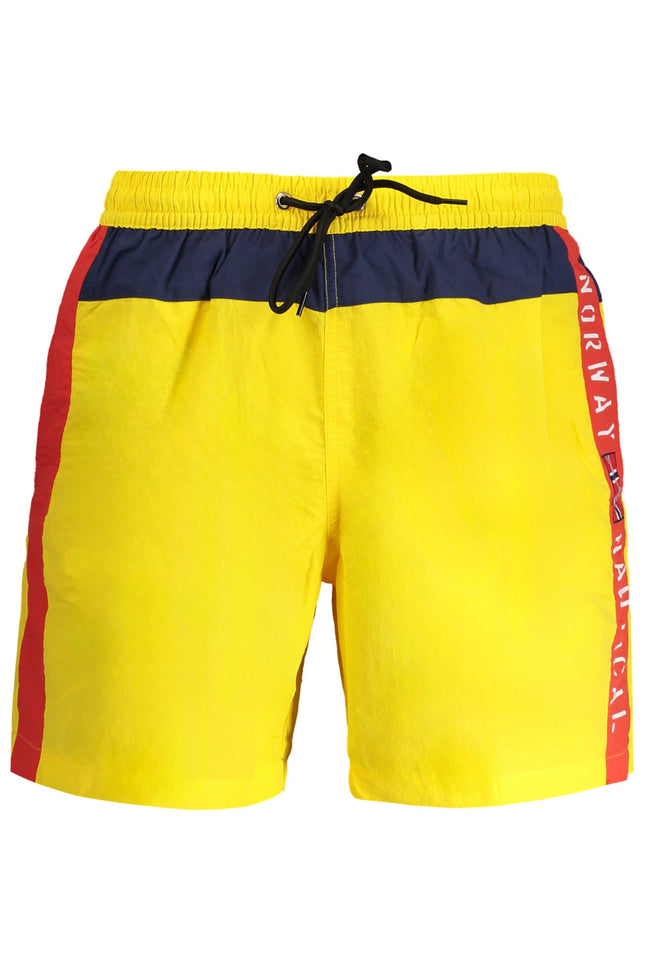 NORWAY 1963 Badehose Herren – Gelbe Schwimmboxer mit Logo-Print und Gesäßtasche