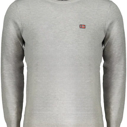 NORWAY 1963 Herren Pullover Grau – Langarm mit Stickerei für Herbst/Winter