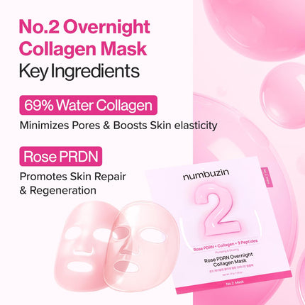Numbuzin No.2 Rose PDRN Overnight Collagen Mask Set