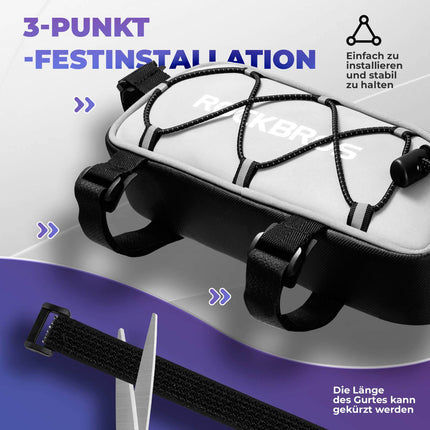 Oberrohrtasche 1 L Vollständig Reflektierend Weiß/Orange (Fahrradtaschen) kaufen bei Linkreich – Jetzt entdecken!