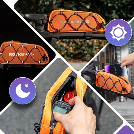 Oberrohrtasche 1 L Vollständig Reflektierend Weiß/Orange (Fahrradtaschen) kaufen bei Linkreich – Jetzt entdecken!