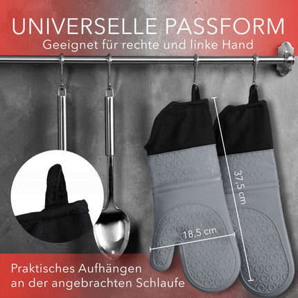 Ofenhandschuhe aus Silikon Fäustlinge - Grau (Ofenhandschuhe) kaufen bei Linkreich – Jetzt entdecken!