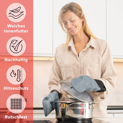 Ofenhandschuhe aus Silikon Fäustlinge - Grau (Ofenhandschuhe) kaufen bei Linkreich – Jetzt entdecken!