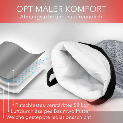 Ofenhandschuhe aus Silikon Fäustlinge - Grau (Ofenhandschuhe) kaufen bei Linkreich – Jetzt entdecken!