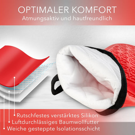 Ofenhandschuhe aus Silikon Fäustlinge - Rot (Ofenhandschuhe) kaufen bei Linkreich – Jetzt entdecken!