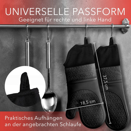 Ofenhandschuhe aus Silikon Fäustlinge - Schwarz (Ofenhandschuhe) kaufen bei Linkreich – Jetzt entdecken!