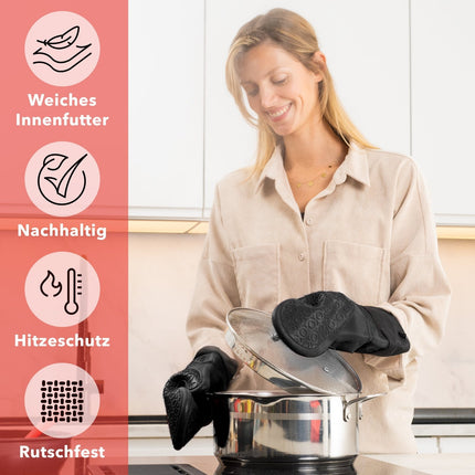 Ofenhandschuhe aus Silikon Fäustlinge - Schwarz (Ofenhandschuhe) kaufen bei Linkreich – Jetzt entdecken!