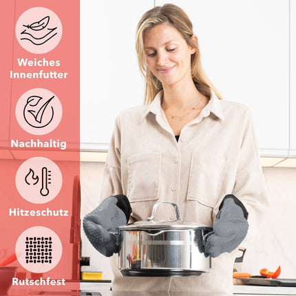Ofenhandschuhe aus Silikon mit Fingern - Grau (Ofenhandschuhe) kaufen bei Linkreich – Jetzt entdecken!