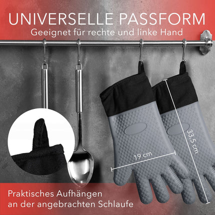 Ofenhandschuhe aus Silikon mit Fingern - Grau (Ofenhandschuhe) kaufen bei Linkreich – Jetzt entdecken!