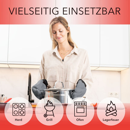 Ofenhandschuhe aus Silikon mit Fingern - Grau (Ofenhandschuhe) kaufen bei Linkreich – Jetzt entdecken!