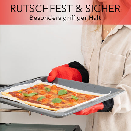 Ofenhandschuhe aus Silikon mit Fingern - Rot (Ofenhandschuhe) kaufen bei Linkreich – Jetzt entdecken!