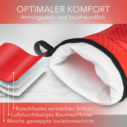 Ofenhandschuhe aus Silikon mit Fingern - Rot (Ofenhandschuhe) kaufen bei Linkreich – Jetzt entdecken!