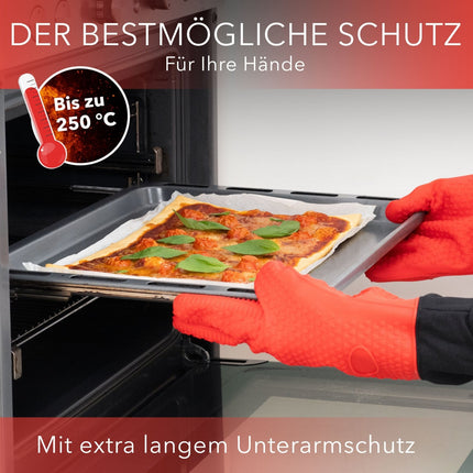 Ofenhandschuhe aus Silikon mit Fingern - Rot (Ofenhandschuhe) kaufen bei Linkreich – Jetzt entdecken!