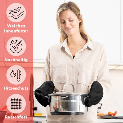 Ofenhandschuhe aus Silikon mit Fingern - Schwarz (Ofenhandschuhe) kaufen bei Linkreich – Jetzt entdecken!